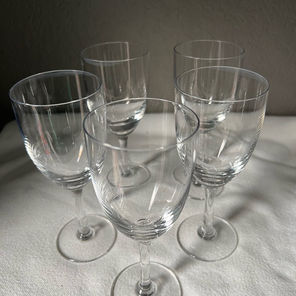 Vintage Crystal Wine Glasses set of 5 heavy - Picture 7 of 9